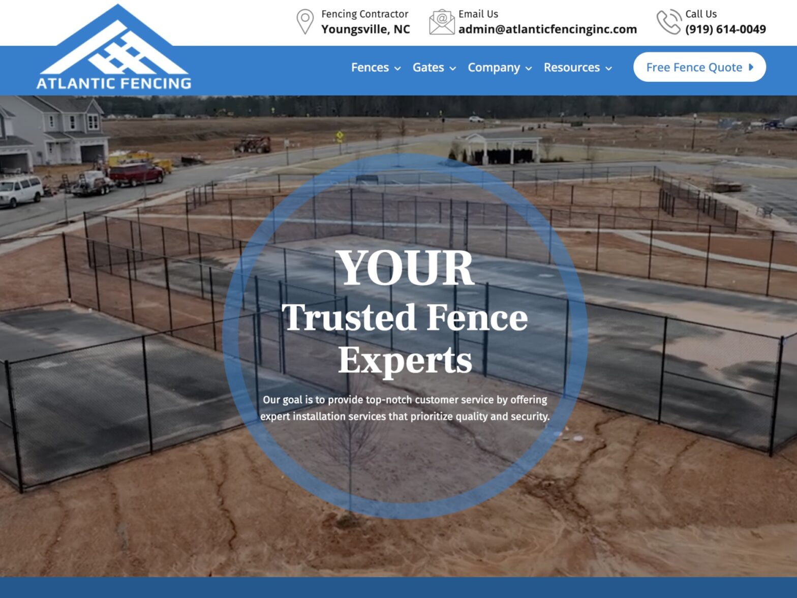 Photo of a Central North Carolina fence company website